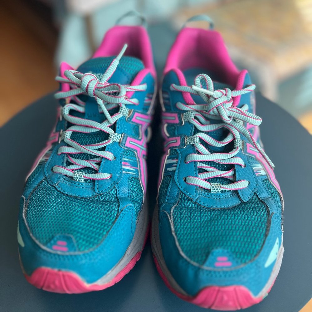 Asics Walking Shoe Size 12 Blue Pink Grey